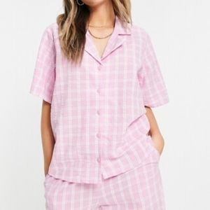 Monki Majlis Shirt in Pink Plaid - perfect for your Barbie outfit!!